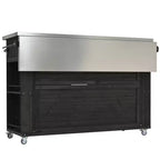 Outdoor Kitchen Islands, Patio Firewood Storage Cabinet with Foldable Stainless Steel Top, Spice Racks, Lockable Wheels -ModernLuxe