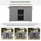 Outdoor Kitchen Islands, Patio Firewood Storage Cabinet with Foldable Stainless Steel Top, Spice Racks, Lockable Wheels -ModernLuxe