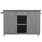 Outdoor Kitchen Islands, Patio Firewood Storage Cabinet with Foldable Stainless Steel Top, Spice Racks, Lockable Wheels -ModernLuxe