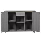 Outdoor Kitchen Islands, Patio Firewood Storage Cabinet with Foldable Stainless Steel Top, Spice Racks, Lockable Wheels -ModernLuxe