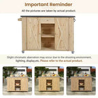 Outdoor Kitchen Islands, Patio Firewood Storage Cabinet with Foldable Stainless Steel Top, Spice Racks, Lockable Wheels -ModernLuxe