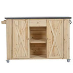 Outdoor Kitchen Islands, Patio Firewood Storage Cabinet with Foldable Stainless Steel Top, Spice Racks, Lockable Wheels -ModernLuxe
