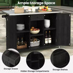 Outdoor Kitchen Islands, Patio Firewood Storage Cabinet with Foldable Stainless Steel Top, Spice Racks, Lockable Wheels -ModernLuxe