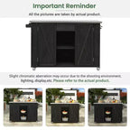 Outdoor Kitchen Islands, Patio Firewood Storage Cabinet with Foldable Stainless Steel Top, Spice Racks, Lockable Wheels -ModernLuxe