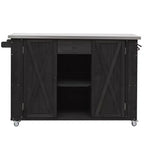Outdoor Kitchen Islands, Patio Firewood Storage Cabinet with Foldable Stainless Steel Top, Spice Racks, Lockable Wheels -ModernLuxe