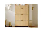 Modern Shoe Cabinet with 3 Flip Drawers & 2 Small Drawers & Hook, Slim Fluted Shoe Storage Organizer, Narrow Entryway Cabinet