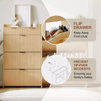 Modern Shoe Cabinet with 3 Flip Drawers & 2 Small Drawers & Hook, Slim Fluted Shoe Storage Organizer, Narrow Entryway Cabinet