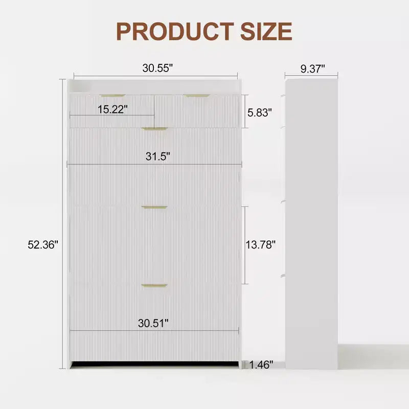 Modern Shoe Cabinet with 3 Flip Drawers & 2 Small Drawers & Hook, Slim Fluted Shoe Storage Organizer, Narrow Entryway Cabinet
