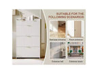 Modern Shoe Cabinet with 3 Flip Drawers & 2 Small Drawers & Hook, Slim Fluted Shoe Storage Organizer, Narrow Entryway Cabinet