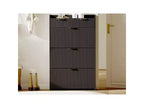 Modern Shoe Cabinet with 3 Flip Drawers & 2 Small Drawers & Hook, Slim Fluted Shoe Storage Organizer, Narrow Entryway Cabinet
