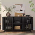 Plank+Beam Mid Century Modern Solid Wood Sideboard with 2 Doors, 59 TV Stand for Living Room