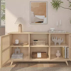 Plank+Beam Mid Century Modern Solid Wood Sideboard with 2 Doors, 59 TV Stand for Living Room