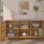 Plank+Beam Mid Century Modern Solid Wood Sideboard with 2 Doors, 59 TV Stand for Living Room