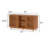 Plank+Beam Mid Century Modern Solid Wood Sideboard with 2 Doors, 59 TV Stand for Living Room