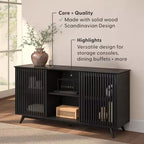 Plank+Beam Mid Century Modern Solid Wood Sideboard with 2 Doors, 59 TV Stand for Living Room