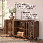 Plank+Beam Mid Century Modern Solid Wood Sideboard with 2 Doors, 59 TV Stand for Living Room