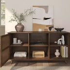 Plank+Beam Mid Century Modern Solid Wood Sideboard with 2 Doors, 59 TV Stand for Living Room