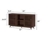 Plank+Beam Mid Century Modern Solid Wood Sideboard with 2 Doors, 59 TV Stand for Living Room