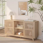 Plank+Beam Mid Century Modern Solid Wood Sideboard with 2 Doors, 59 TV Stand for Living Room
