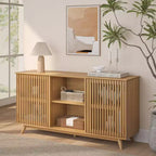 Plank+Beam Mid Century Modern Solid Wood Sideboard with 2 Doors, 59 TV Stand for Living Room