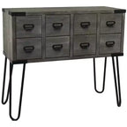 eHemco Antique Metal Legs Storage Console Table with 8 Drawers