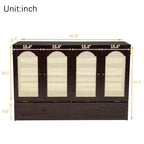 Whisen Queen Murphy Cabinet Bed with Charging Station - Pine Wood & Rattan Design, Foldable Space-Saving Solution