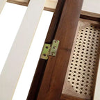 Whisen Queen Murphy Cabinet Bed with Charging Station - Pine Wood & Rattan Design, Foldable Space-Saving Solution
