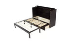 Whisen Queen Murphy Cabinet Bed with Charging Station - Pine Wood & Rattan Design, Foldable Space-Saving Solution