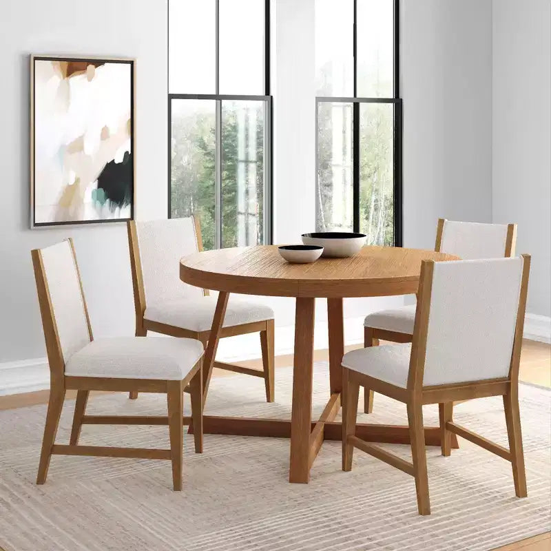 Plank+Beam Solid Wood Dining Chair, Kitchen Chair with Cushion
