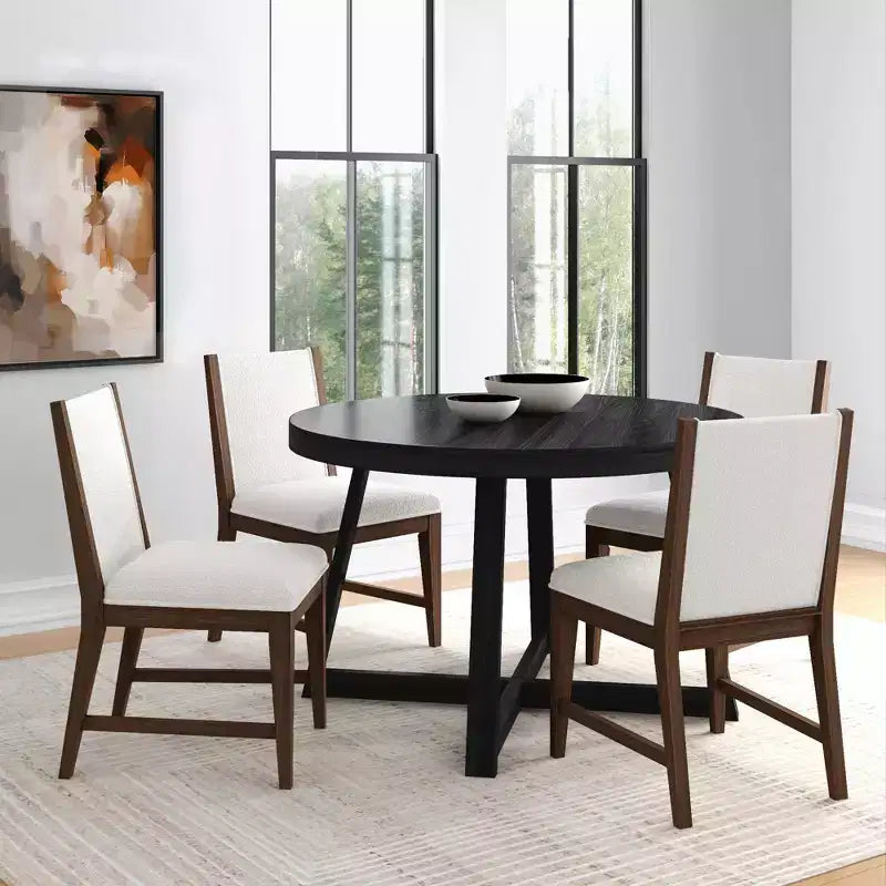 Plank+Beam Solid Wood Dining Chair, Kitchen Chair with Cushion