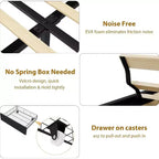 Full-Size Bed Frame, Vintage Velvet Upholstered Bedframe, 2 Storage Drawers, Wood slats, No Box Spring, Noise-Free, Black