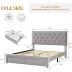 Full-Size Bed Frame, Vintage Velvet Upholstered Bedframe, 2 Storage Drawers, Wood slats, No Box Spring, Noise-Free, Black