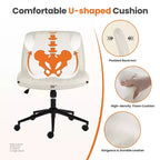 Versatile Adjustable Swivel Fabric Office Chair with wide padded seat, armless cross-legged design