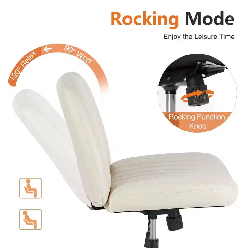 Versatile Adjustable Swivel Fabric Office Chair with wide padded seat, armless cross-legged design