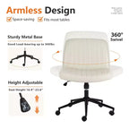 Versatile Adjustable Swivel Fabric Office Chair with wide padded seat, armless cross-legged design