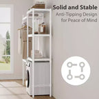 5 Tier Wooden Adjustable Height Bathroom, Laundry Room Shelves, Storage Racks Above Clothes Machines and Dryers, Laundry Room