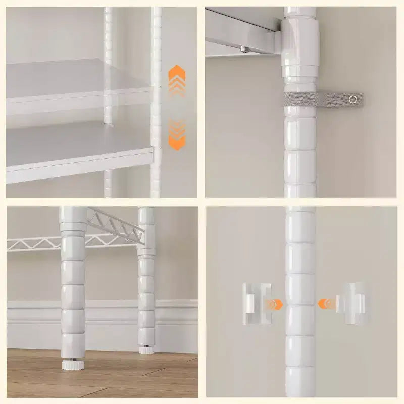 5 Tier Wooden Adjustable Height Bathroom, Laundry Room Shelves, Storage Racks Above Clothes Machines and Dryers, Laundry Room