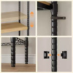 5 Tier Wooden Adjustable Height Bathroom, Laundry Room Shelves, Storage Racks Above Clothes Machines and Dryers, Laundry Room
