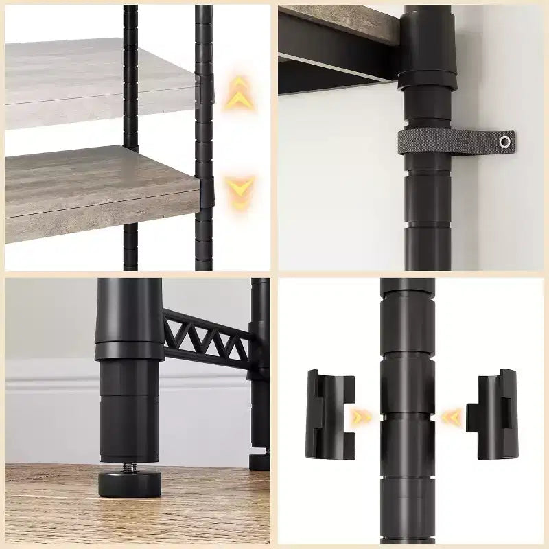 5 Tier Wooden Adjustable Height Bathroom, Laundry Room Shelves, Storage Racks Above Clothes Machines and Dryers, Laundry Room