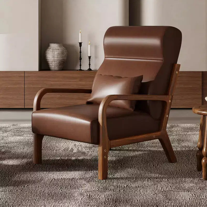 Bestier Mid Century Accent Chair Heightened Headrest with Removable Armrest Pillows,with Solid Wood Frame for Living Room, Bedroom
