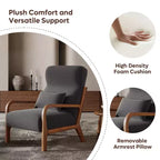 Bestier Mid Century Accent Chair Heightened Headrest with Removable Armrest Pillows,with Solid Wood Frame for Living Room, Bedroom