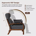 Bestier Mid Century Accent Chair Heightened Headrest with Removable Armrest Pillows,with Solid Wood Frame for Living Room, Bedroom