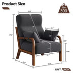 Bestier Mid Century Accent Chair Heightened Headrest with Removable Armrest Pillows,with Solid Wood Frame for Living Room, Bedroom