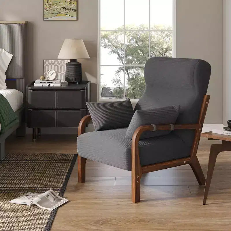 Bestier Mid Century Accent Chair Heightened Headrest with Removable Armrest Pillows,with Solid Wood Frame for Living Room, Bedroom