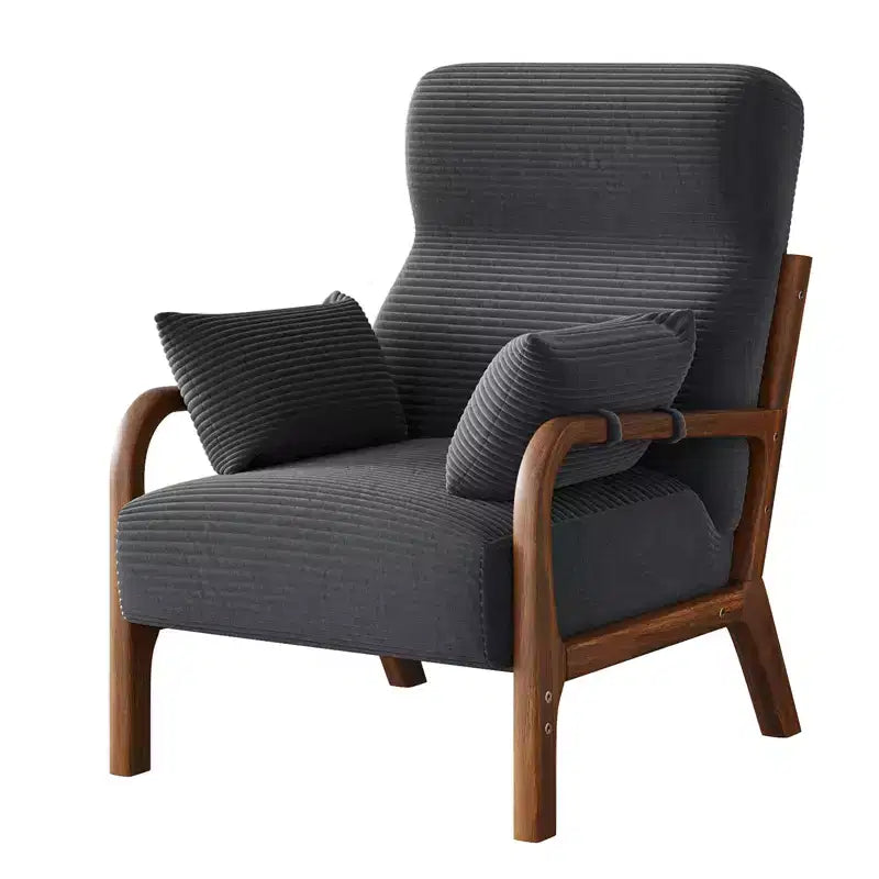 Bestier Mid Century Accent Chair Heightened Headrest with Removable Armrest Pillows,with Solid Wood Frame for Living Room, Bedroom