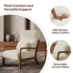 Bestier Mid Century Accent Chair Heightened Headrest with Removable Armrest Pillows,with Solid Wood Frame for Living Room, Bedroom