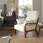Bestier Mid Century Accent Chair Heightened Headrest with Removable Armrest Pillows,with Solid Wood Frame for Living Room, Bedroom