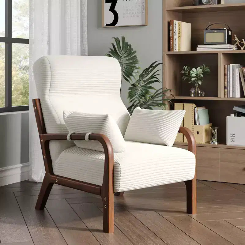 Bestier Mid Century Accent Chair Heightened Headrest with Removable Armrest Pillows,with Solid Wood Frame for Living Room, Bedroom