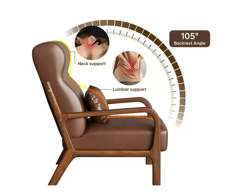 Bestier Mid Century Accent Chair Heightened Headrest with Removable Armrest Pillows,with Solid Wood Frame for Living Room, Bedroom