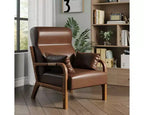 Bestier Mid Century Accent Chair Heightened Headrest with Removable Armrest Pillows,with Solid Wood Frame for Living Room, Bedroom